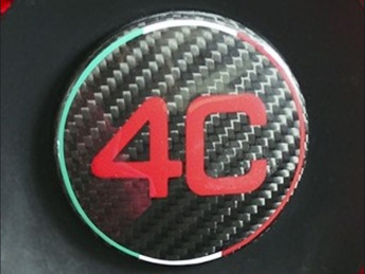 Alfa Romeo 4C Carbon Fiber Steering Wheel Badge Cover 4C Logo w/ Italian Flag MADNESS